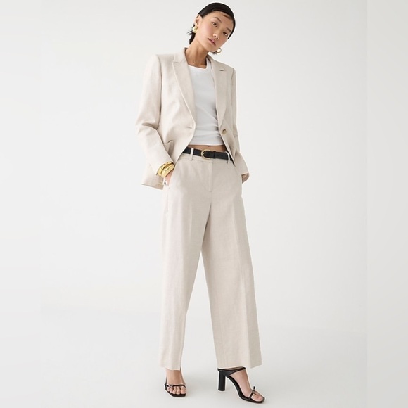 J Crew Petite Sydney pant in stretch linen blend BO806 P8 Ivory - Picture 2 of 7